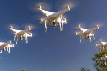 Photo of drones flying in a 'V' formation