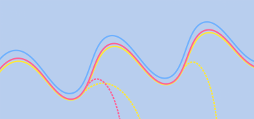 Graphic showing different color squiggly lines