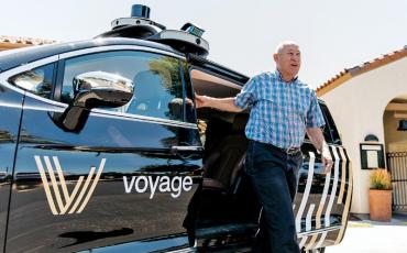 Photo of the company Voyage's self-driving vehicles which serve retirement communities.