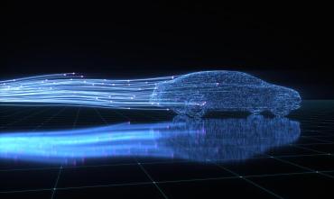 Drawing of a car with light trails reflected on ground