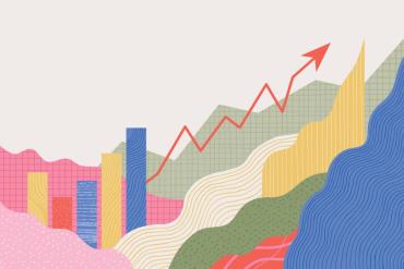 color image of bar graph with zig zagging line on an upward trend