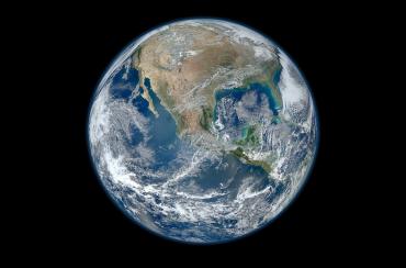 A composite image of the Earth taken from a satellite in 2012.