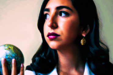 Dalle generated image of woman holding a globe