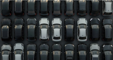 Aerial view of Black and White SUV's parked