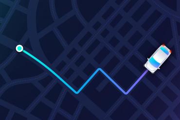 Grahic of a map with a starting poing and route marked showing vehicle navigation