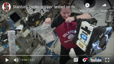 A robotic gripper, developed by Stanford engineers, was tested aboard the ISS. Equipped with grippy but not sticky gecko-inspired adhesives, the gripper could be particularly well-suited for tasks such as collecting debris and servicing satellites.
