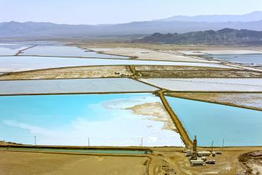 Aerial photo of the lithium mine at Silver Peak, Nevada.