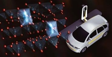 A mysterious process called oxygen oxidation strips electrons from oxygen atoms in lithium-rich battery cathodes and degrades their performance, shown at left. Better understanding this property and controlling its effects could lead to better performing electric vehicles (shown at right charging).
