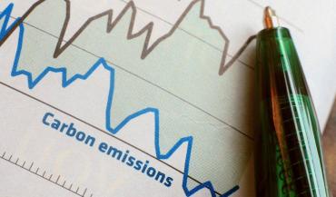 Image of a graph labeled 'Carbon Emissions' with pen