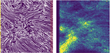 Images of simulated charge trajectories. Courtesy of Salleo Research Group.