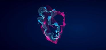 Graphic showing a light blue and hot pink smoky shapes swirling